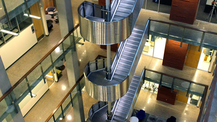 Descending stairwell in a spiral pattern