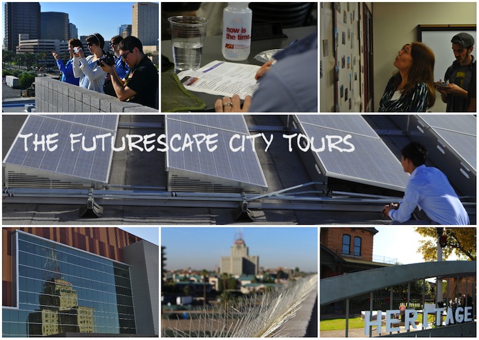 Collage of images from the Futurescape City Tours project